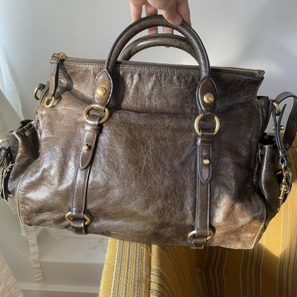 PreOwned Vintage Dark Brown Leather Miu Miu Vitello Lux Bag