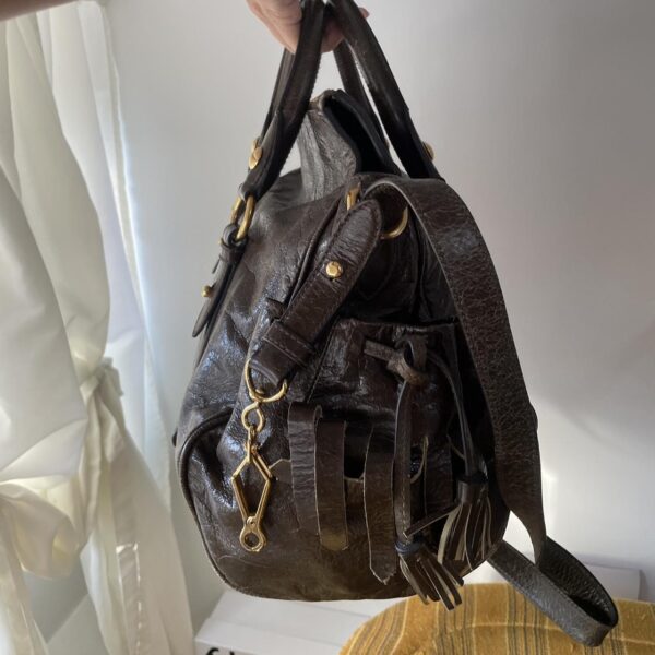 PreOwned Vintage Dark Brown Leather Miu Miu Vitello Lux Bag