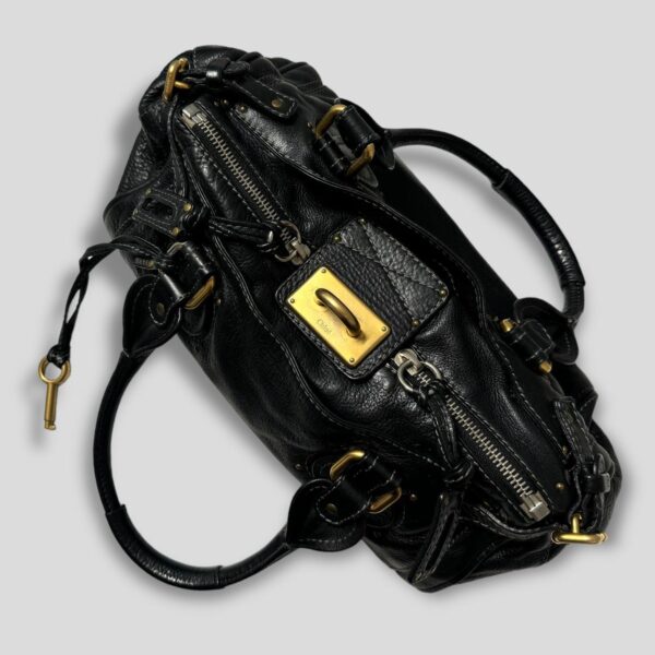 PreOwned CHLOÉ Paddington Bag  Black Leather With Gold Lock Hardware