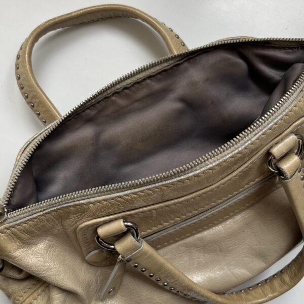 PreOwned Miu Miu Studded Charm Leather Beige Shoulder Bag