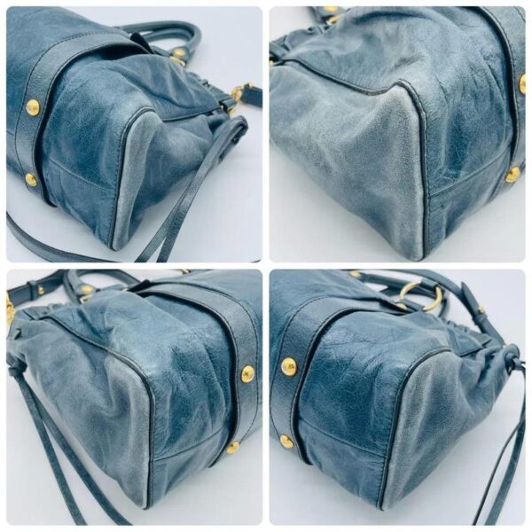 Authentic PreOwned miu miu Vitello Lux Ribbon 2way Bag Navy