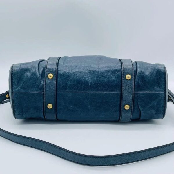 Authentic PreOwned miu miu Vitello Lux Ribbon 2way Bag Navy