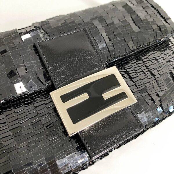 Authentic Fendi Black Sequin Baguette Shoulder Bag Pre-Owned - Luxury Pre-Owned Designer Bag