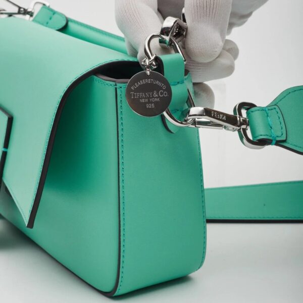 Authentic Fendi X Tiffany & Co. Leather Tiffany Blue & Silver Baguette Bag Med Pre-Owned - Luxury Pre-Owned Designer Bag
