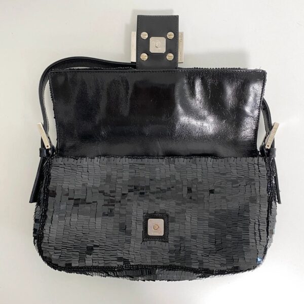 Authentic Fendi Black Sequin Baguette Shoulder Bag Pre-Owned - Luxury Pre-Owned Designer Bag