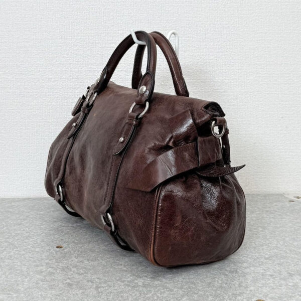 Authentic PreOwned miu miu vitello lux side ribbon bag y2k Dark brown