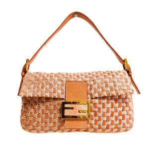 Authentic Fendi Baguette Orange Beaded Shoulder Bag Pre-Owned - Luxury Pre-Owned Designer Bag