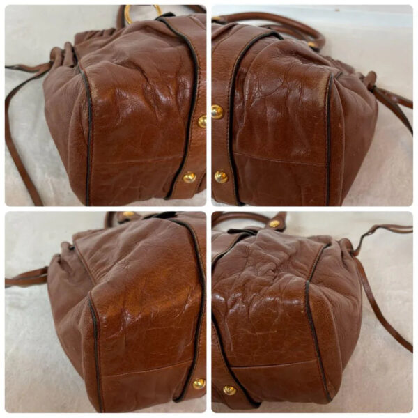 Authentic PreOwned miumiu vitello lux ribbon 2way bag brown leather shoulder