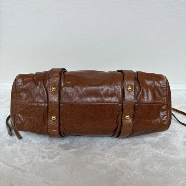 Authentic PreOwned miumiu vitello lux ribbon 2way bag brown leather shoulder