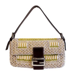 Authentic Fendi Baguette Pink Beaded Yellow / Green Shoulder Bag Pre-Owned - Luxury Pre-Owned Designer Bag