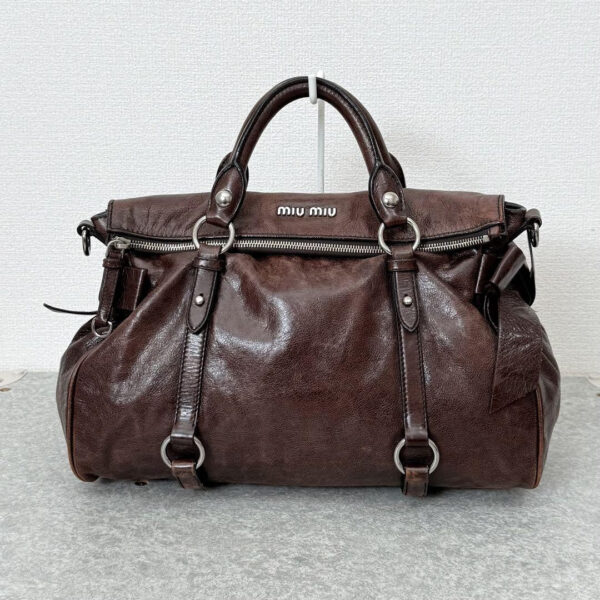 Authentic PreOwned miu miu vitello lux side ribbon bag y2k Dark brown