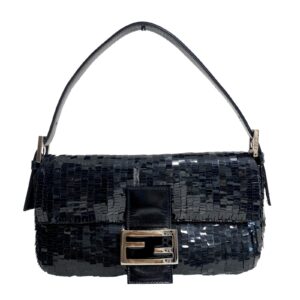 Authentic Fendi Black Sequin Baguette Shoulder Bag Pre-Owned - Luxury Pre-Owned Designer Bag