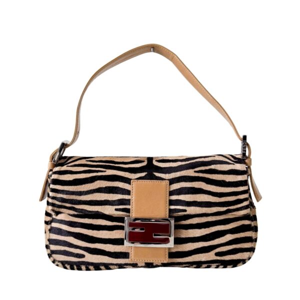 Authentic Fendi Baguette In Zebra Printed Pony Hair Shoulder Bag Pre-Owned - Luxury Pre-Owned Designer Bag