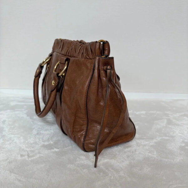 Authentic PreOwned miumiu vitello lux ribbon 2way bag brown leather shoulder