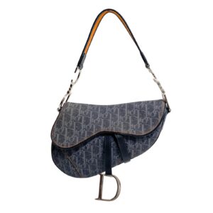 Authentic Christian Dior 2005 Navy Flight Line Trotter Saddle Handbag Pre-Owned - Luxury Pre-Owned Designer Bag