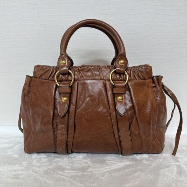 Authentic PreOwned miumiu vitello lux ribbon 2way bag brown leather shoulder