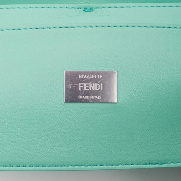 Authentic Fendi X Tiffany & Co. Leather Tiffany Blue & Silver Baguette Bag Med Pre-Owned - Luxury Pre-Owned Designer Bag