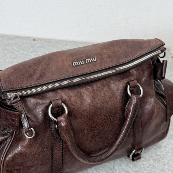 Authentic PreOwned miu miu vitello lux side ribbon bag y2k Dark brown