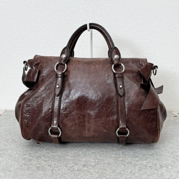 Authentic PreOwned miu miu vitello lux side ribbon bag y2k Dark brown